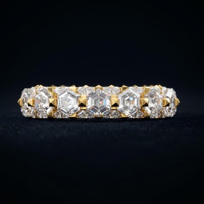 Hexagonal Cut Four Sides Iced Ring