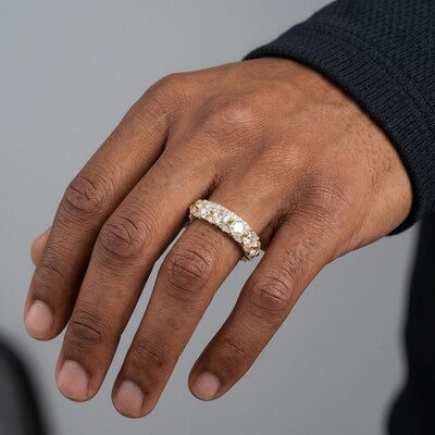 Hexagonal Cut Four Sides Iced Ring