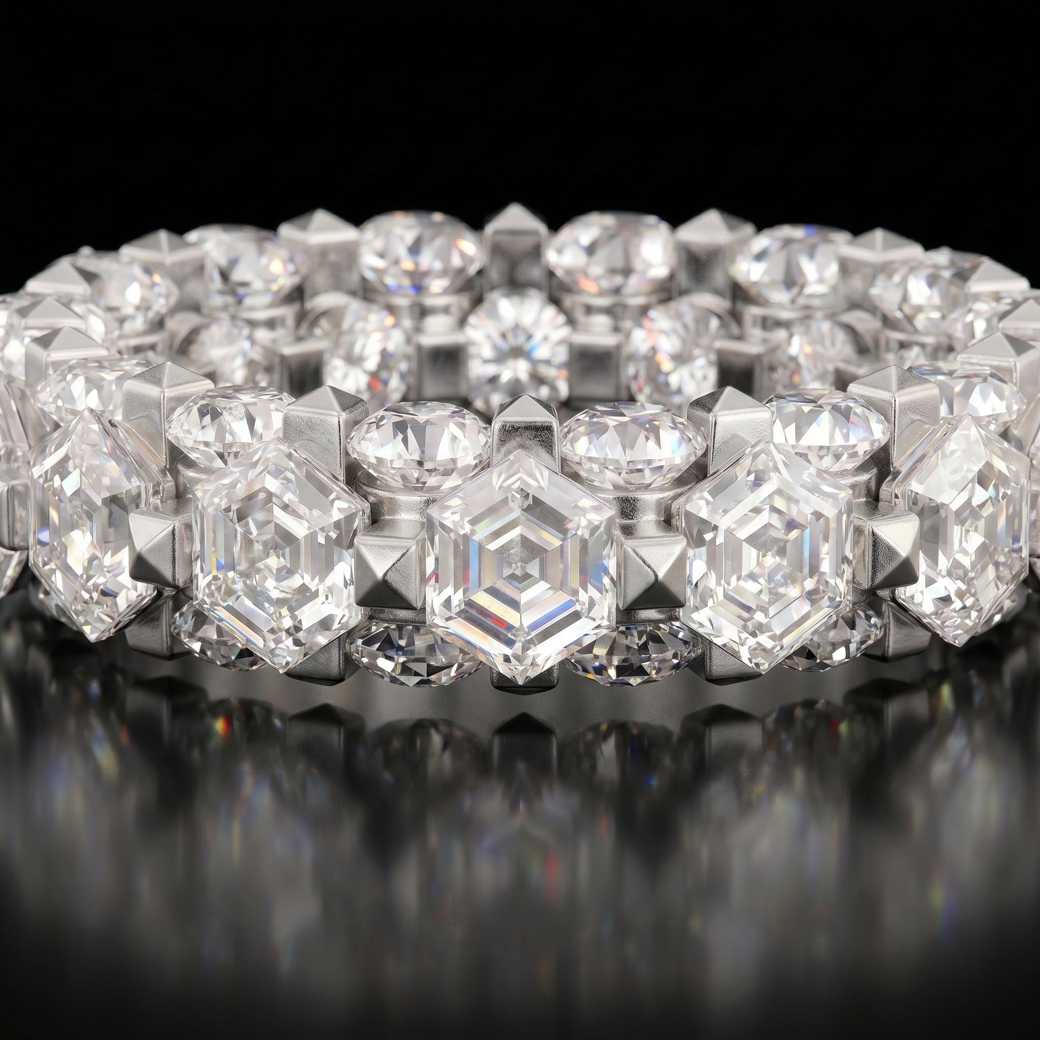 Hexagonal Cut Four Sides Iced Ring Hexagonal Cut Four Sides Iced Ring