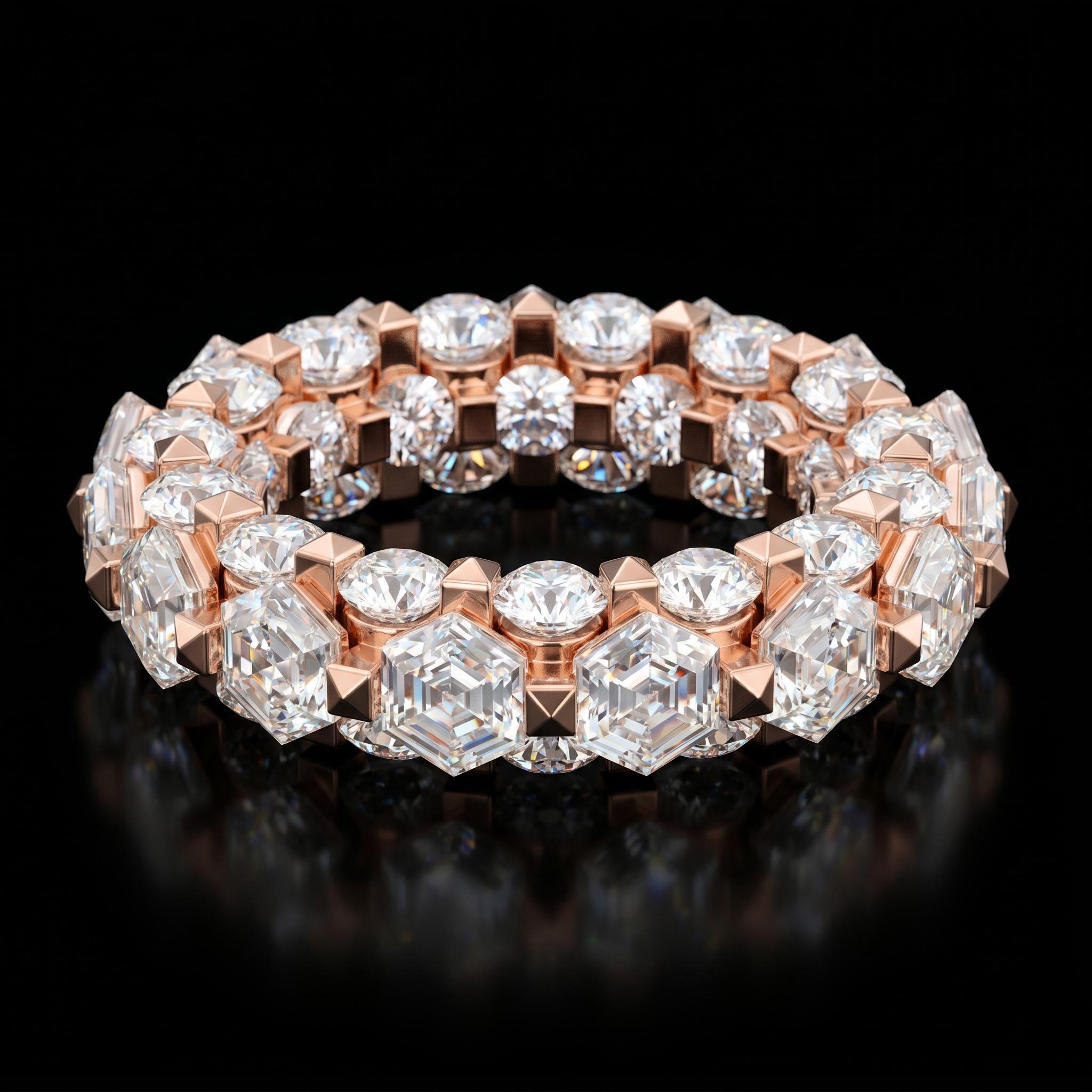 Hexagonal Cut Four Sides Iced Ring Hexagonal Cut Four Sides Iced Ring