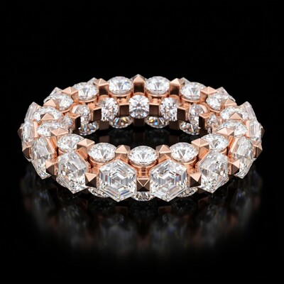 Hexagon Cut Four Sides Iced Ring