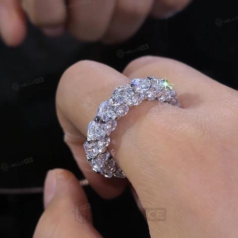 Hexagonal Cut Four Sides Iced Ring Hexagonal Cut Four Sides Iced Ring
