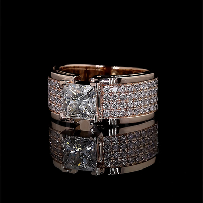 Princess Cut Pave Men's Engagement Ring