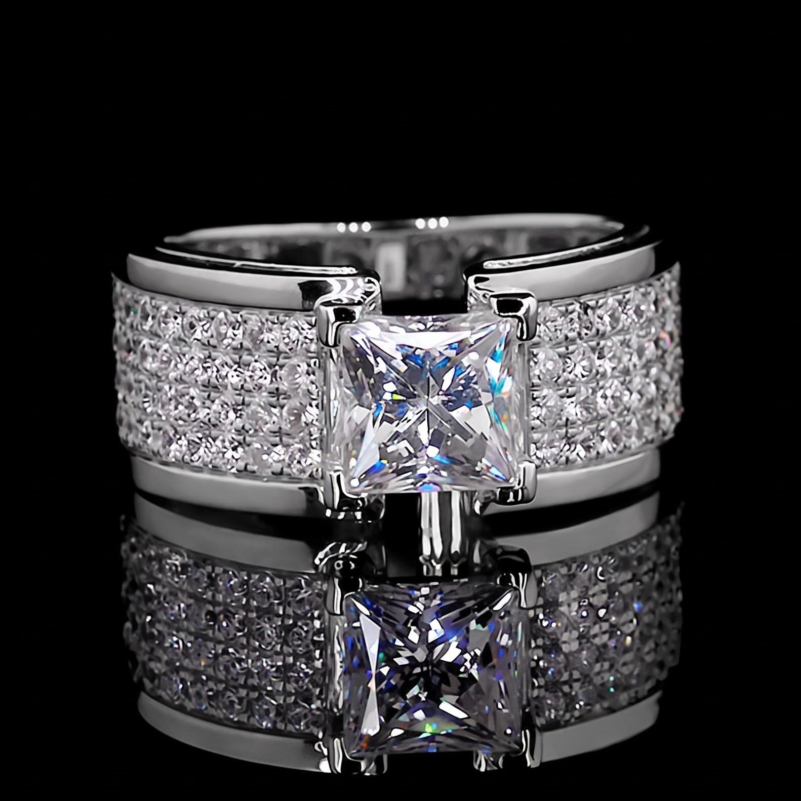 Princess Cut Pave Men's Engagement Ring Princess Cut Pave Men's Engagement Ring