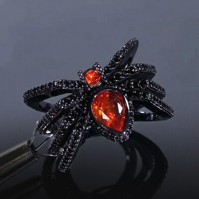 Iced Out Black Spider Open Ring