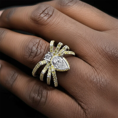 Iced Out Spider Open Ring in White Gold