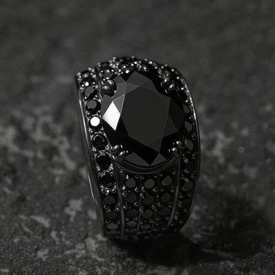 Iced Ring in Black Gold Plating