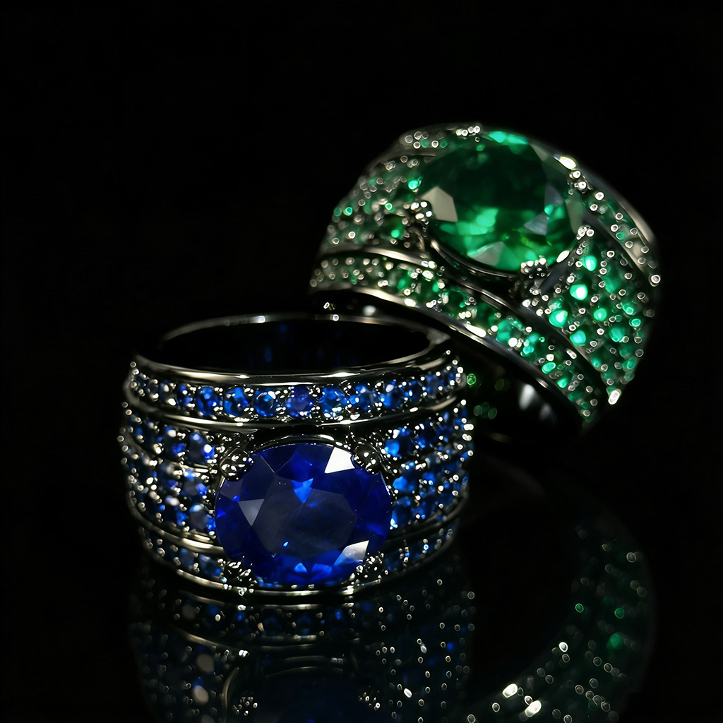 Iced Ring in Black Gold Plating Iced Ring in Black Gold Plating