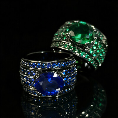 Iced Ring in Black Gold Plating