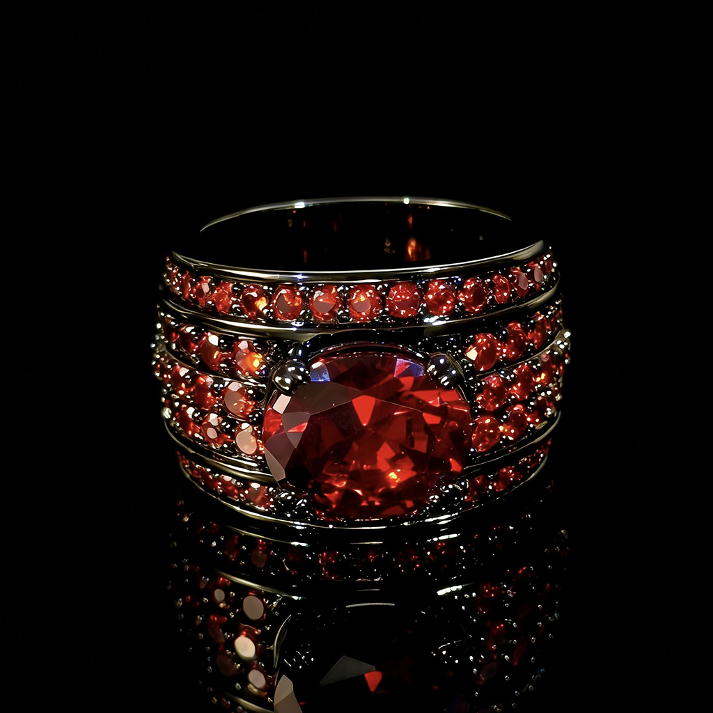 Iced Ring in Black Gold Plating Iced Ring in Black Gold Plating