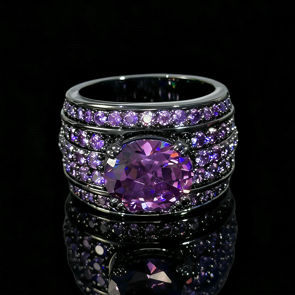 Iced Ring in Black Gold Plating Iced Ring in Black Gold Plating