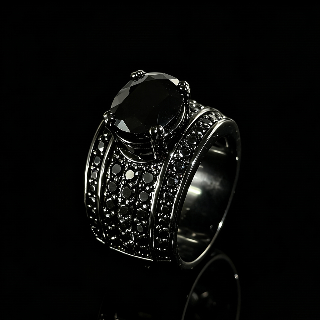 Iced Ring in Black Gold Plating Iced Ring in Black Gold Plating