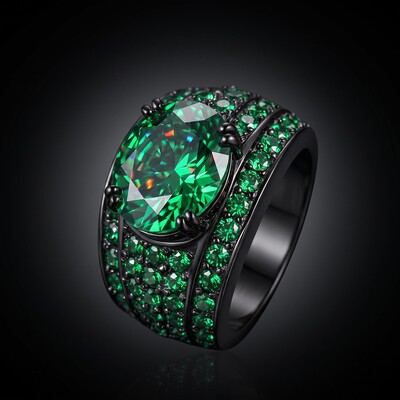 Iced Ring in Black Gold Plating
