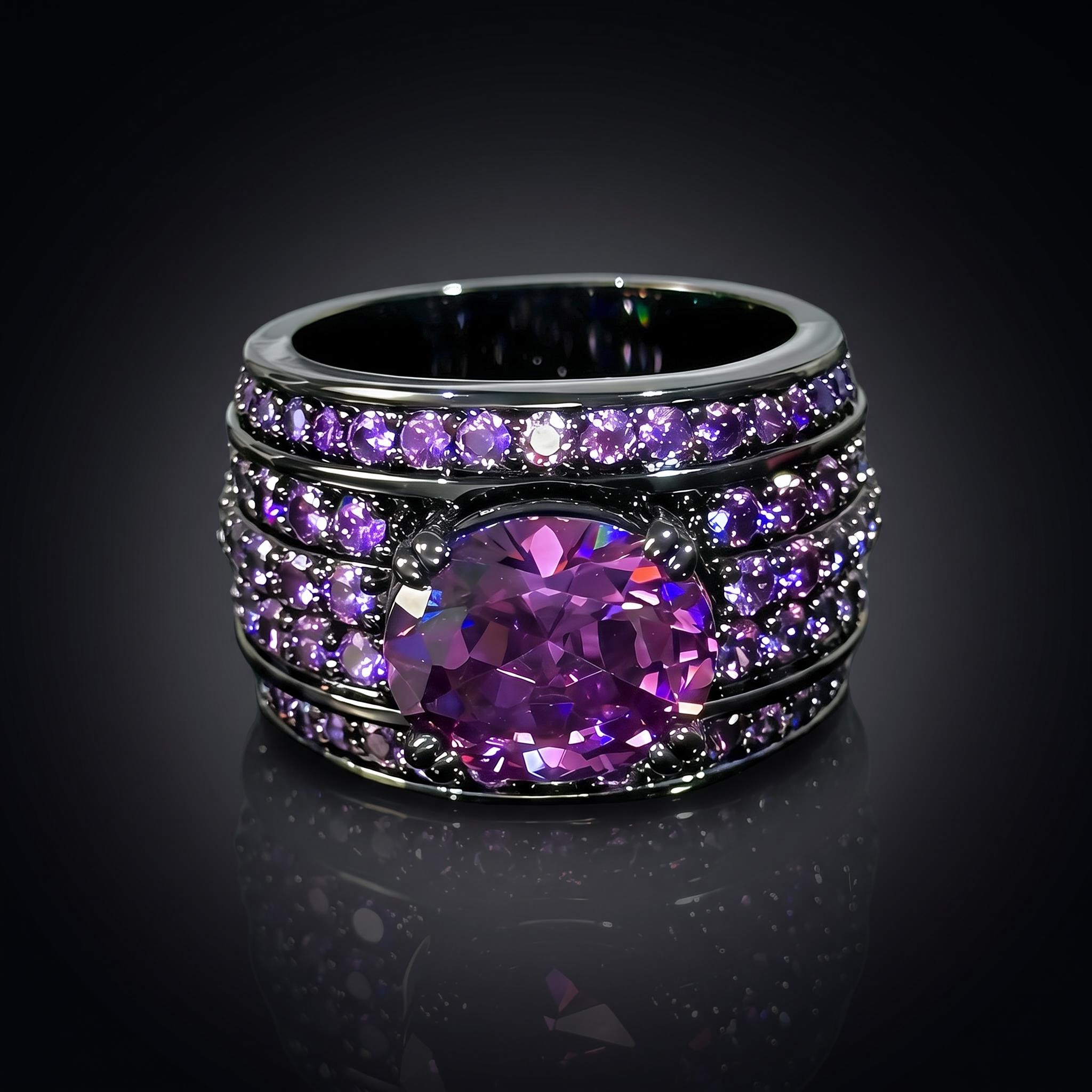 Iced Ring in Black Gold Plating Iced Ring in Black Gold Plating