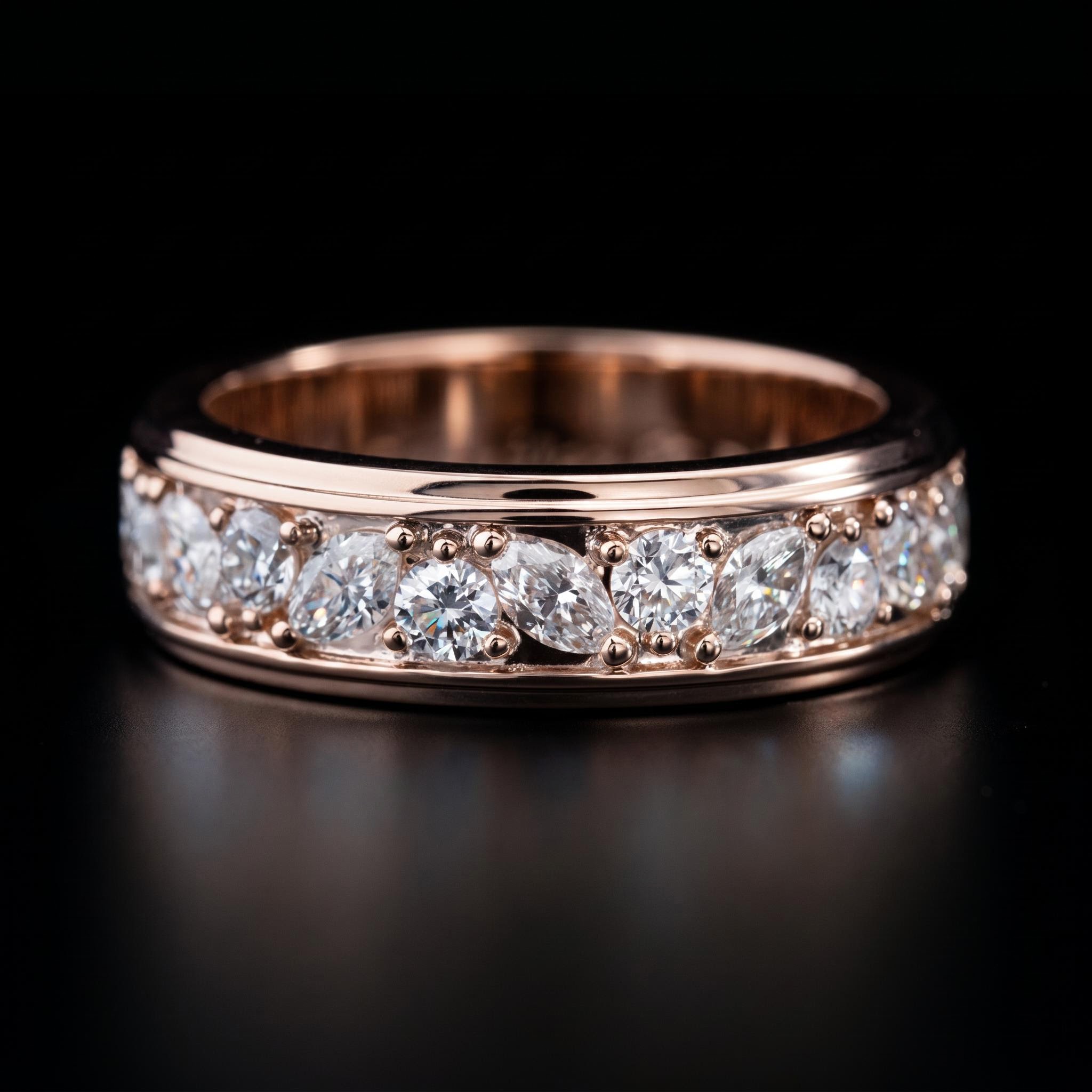 925 Silver & VVS1 Moissanite Marquise & Round Full Diamond Ring 925 Silver & VVS1 Moissanite Marquise & Round Full Diamond Ring