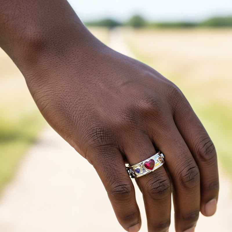 Iced Out Colorful Heart Cut Ring