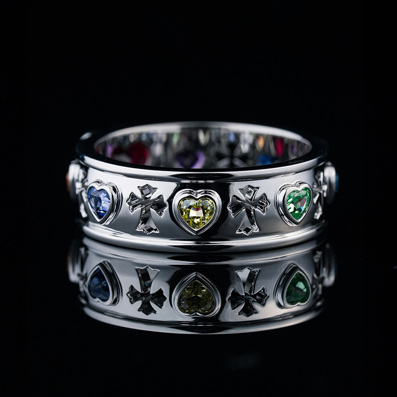 Iced Out Colorful Heart Cut Ring