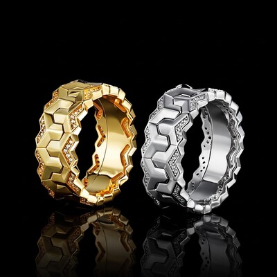 Iced Double Row Armor Ring