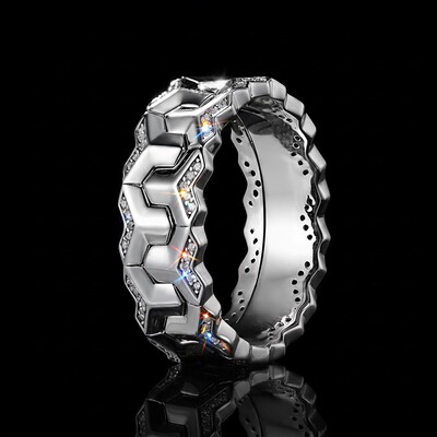 Iced Double Row Armor Ring