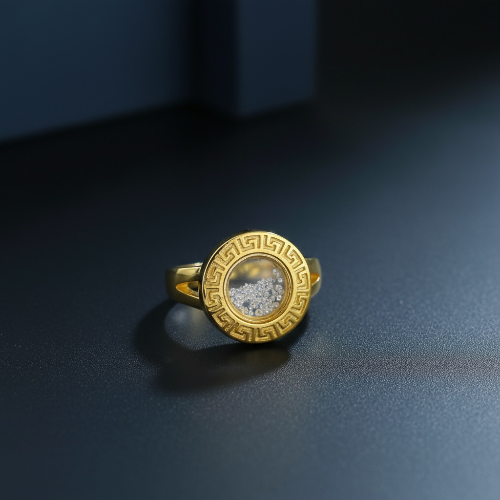 Greek Key Dancing Diamonds Ring