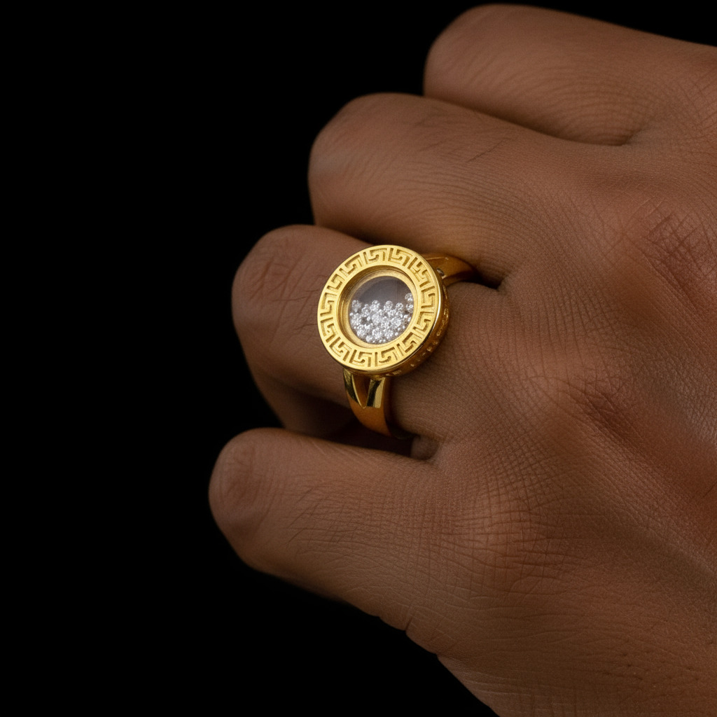 Greek Key Dancing Diamonds Ring