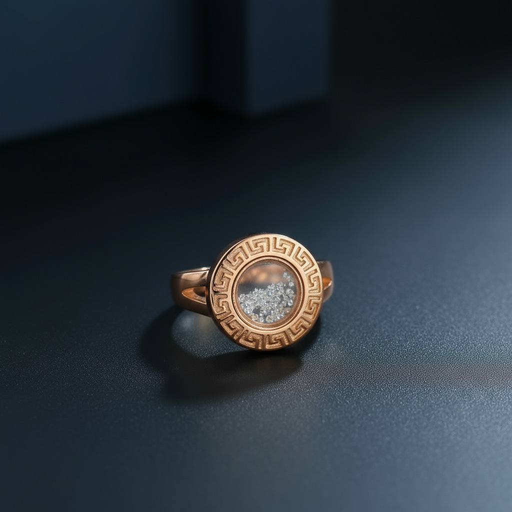 Greek Key Dancing Diamonds Ring