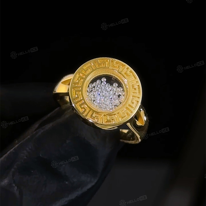 Greek Key Dancing Diamonds Ring