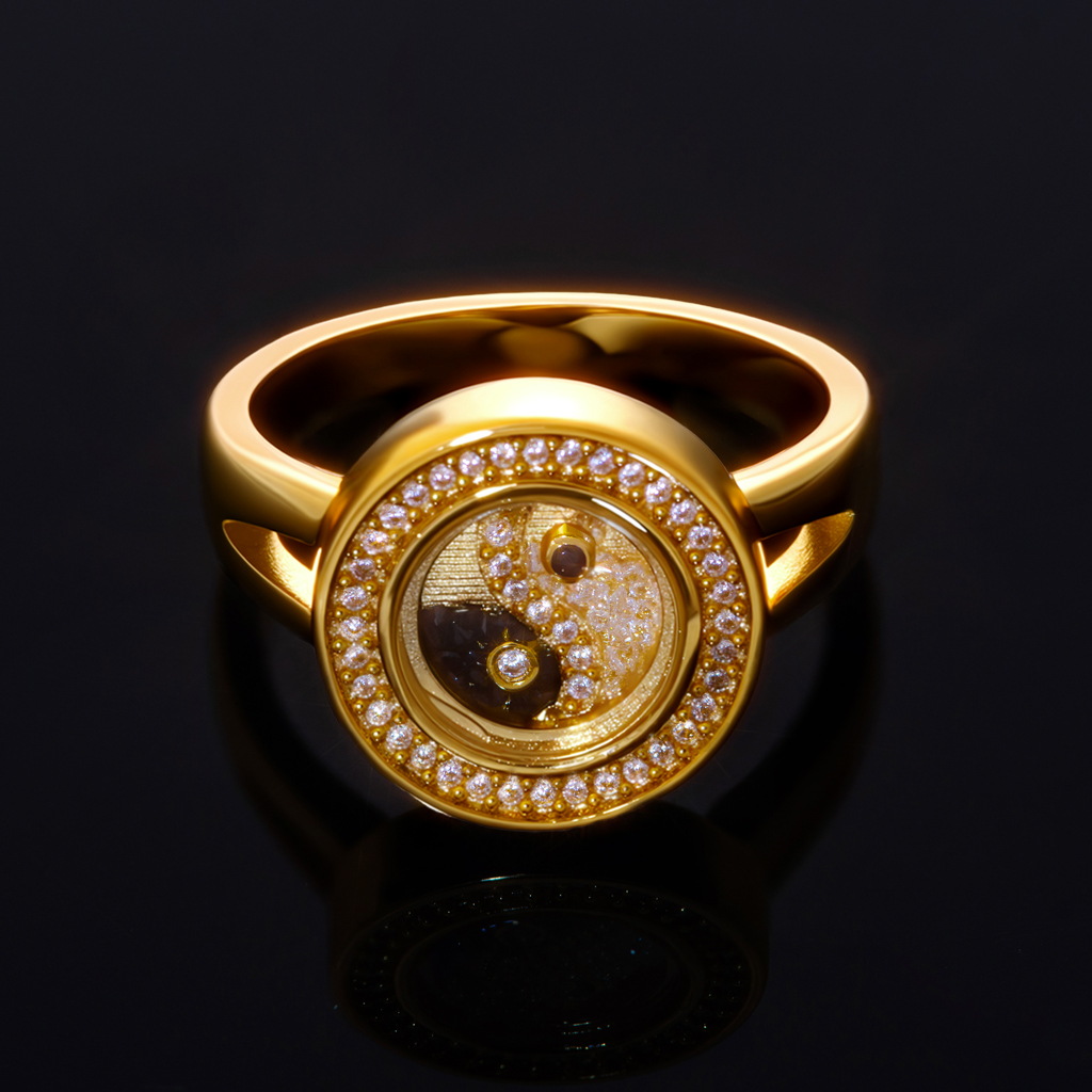 Bagua Diagram Floating Diamonds Ring