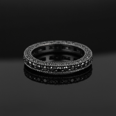 925S & VVS Moissanite 2.64CT Pave Wedding Band with Black Gold Plated