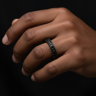 925S & VVS Moissanite 2.64CT Pave Wedding Band with Black Gold Plated