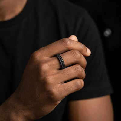 925S & VVS Moissanite 2.64CT Pave Wedding Band with Black Gold Plated