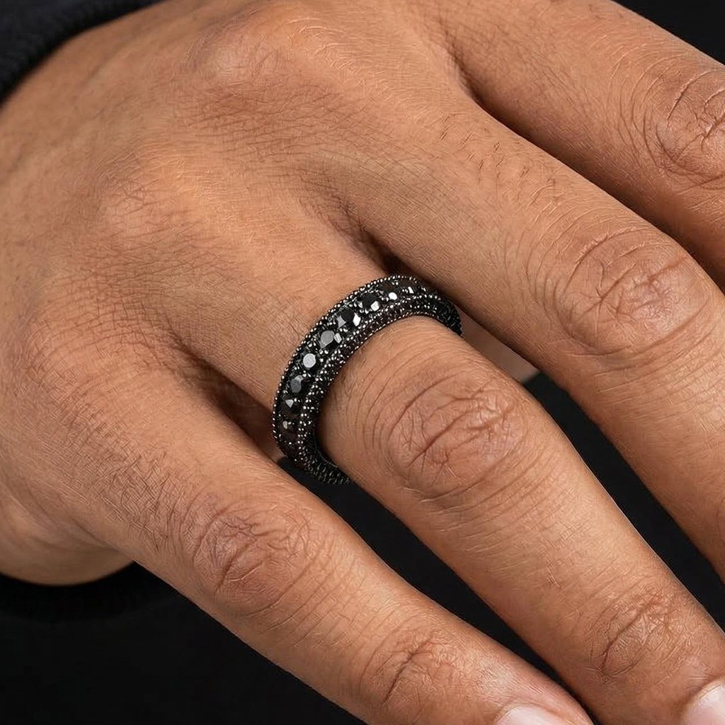 925S & VVS Moissanite 2.64CT Pave Wedding Band with Black Gold Plated 925S & VVS Moissanite 2.64CT Pave Wedding Band with Black Gold Plated