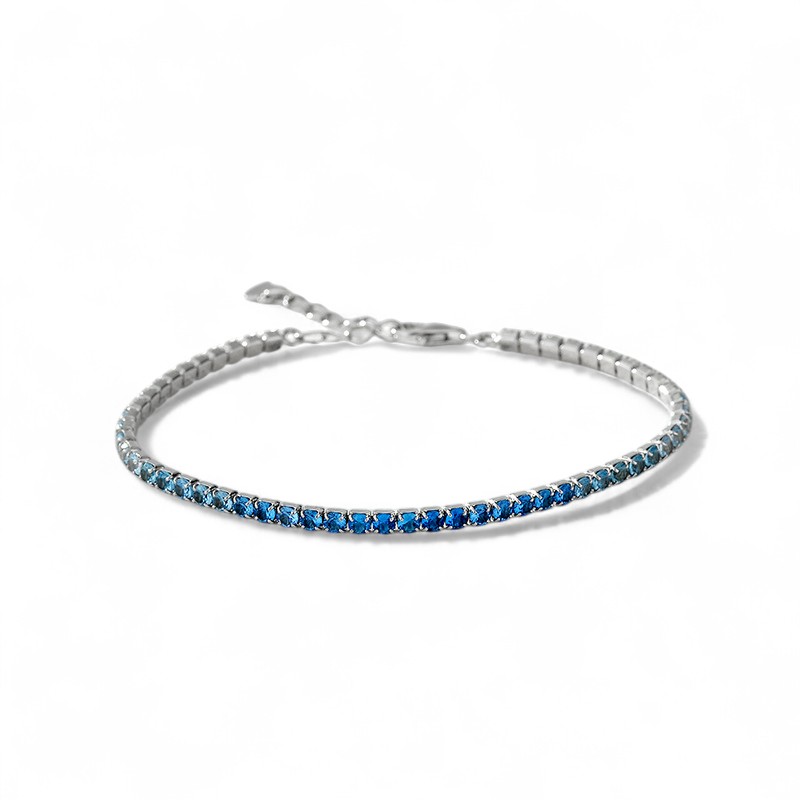 3mm S925 Silver Blue Diamond Tennis Bracelet