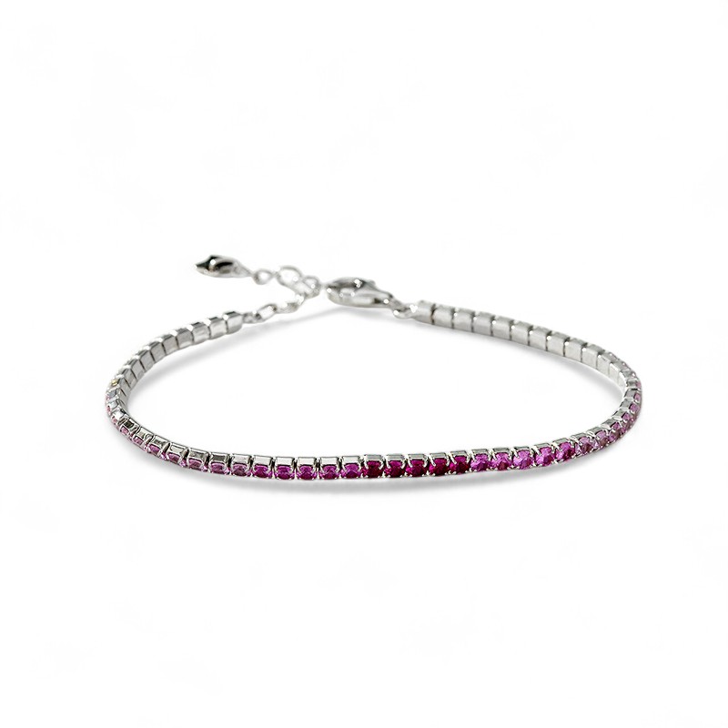 3mm S925 Silver Pink Diamond Tennis Bracelet