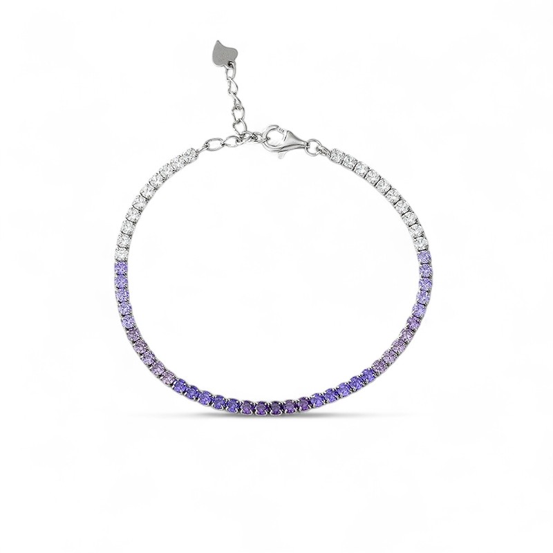 3mm S925 Silver Purple Diamond Tennis Bracelet