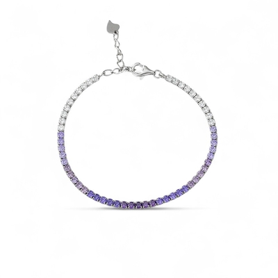 3mm S925 Silver Purple Diamond Tennis Bracelet