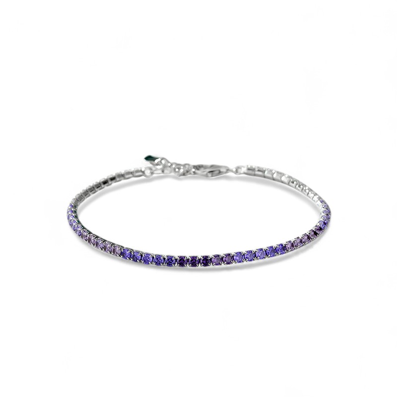 3mm S925 Silver Purple Diamond Tennis Bracelet