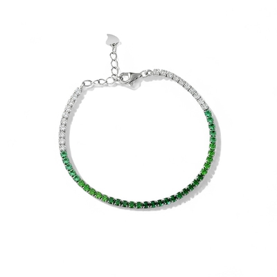 3mm S925 Silver Green Diamond Tennis Bracelet