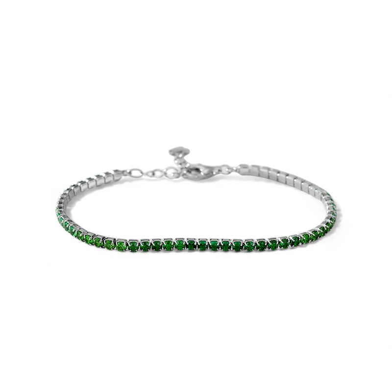 3mm S925 Silver Green Diamond Tennis Bracelet