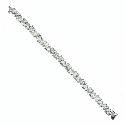S925 Silver Heart Diamond Tennis Bracelet