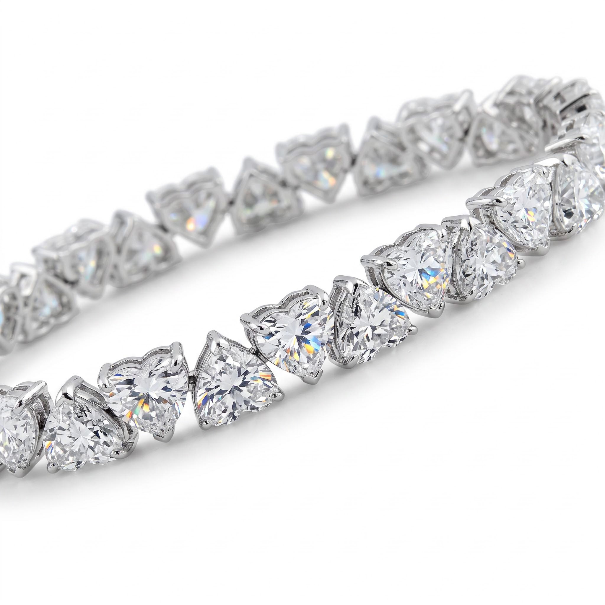 S925 Silver Heart Diamond Tennis Bracelet S925 Silver Heart Diamond Tennis Bracelet