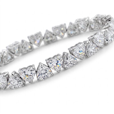 S925 Silver Heart Diamond Tennis Bracelet