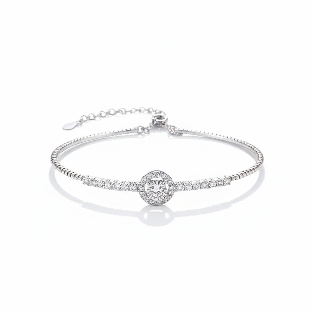0.5CT Round Cut VVS Moissanite S925 Silver Trendy Bracelet 0.5CT Round Cut VVS Moissanite S925 Silver Trendy Bracelet