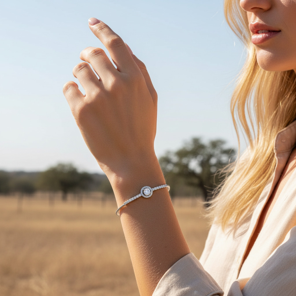 0.5CT Round Cut VVS Moissanite S925 Silver Trendy Bracelet 0.5CT Round Cut VVS Moissanite S925 Silver Trendy Bracelet