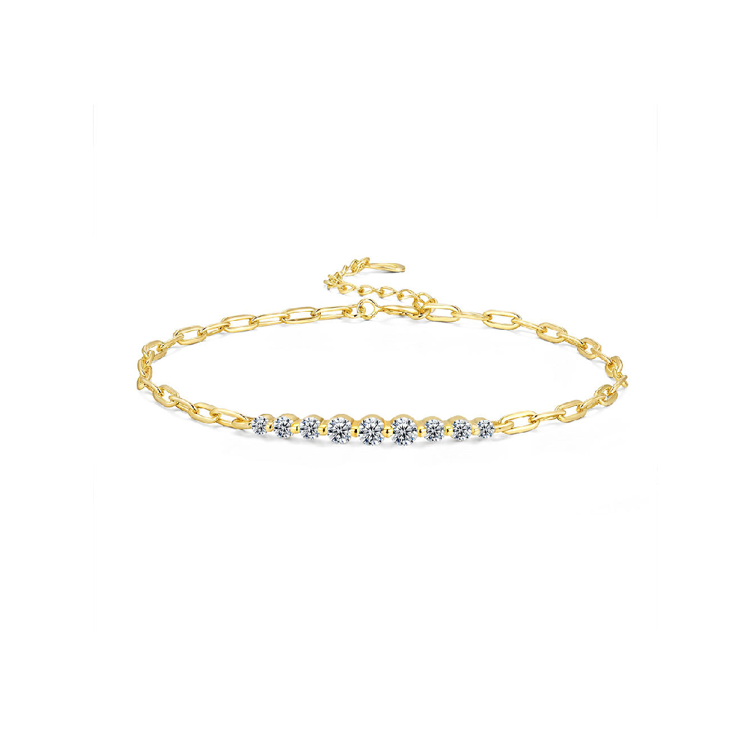 Round Cut VVS Moissanite S925 Silver Bracelet