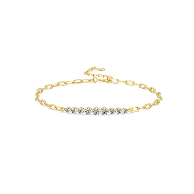 Round Cut VVS Moissanite S925 Silver Bracelet