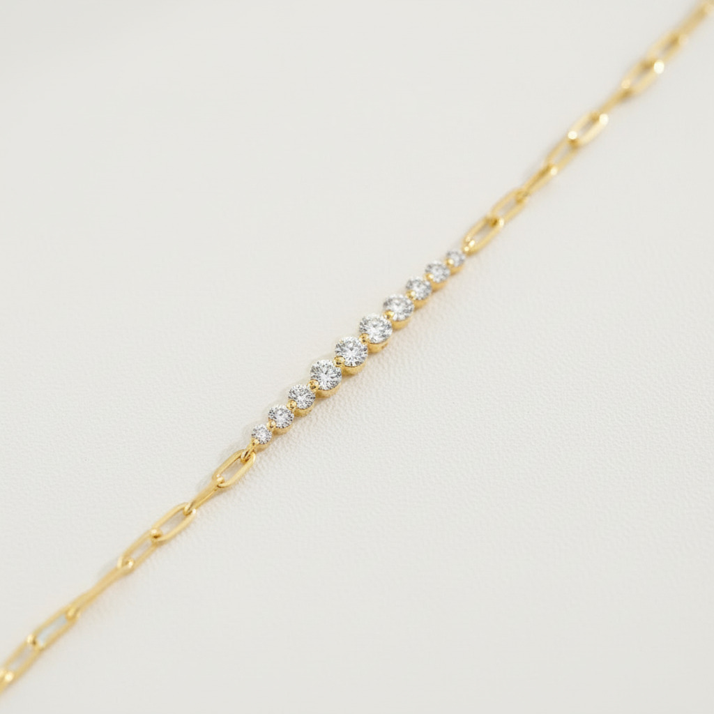 Round Cut VVS Moissanite S925 Silver Bracelet