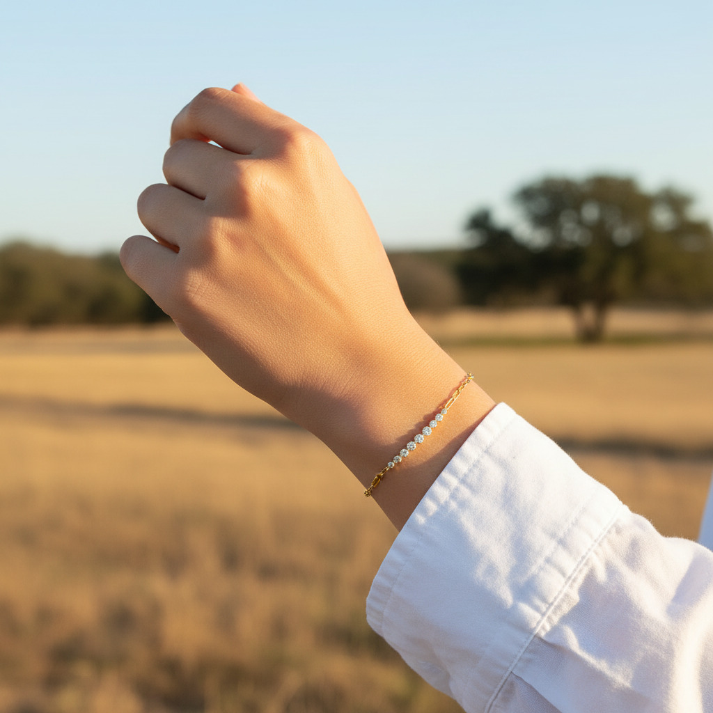 Round Cut VVS Moissanite S925 Silver Bracelet