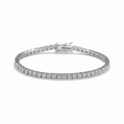 2.5mm Princess Cut VVS Moissanite S925 Silver Tennis Bracelet