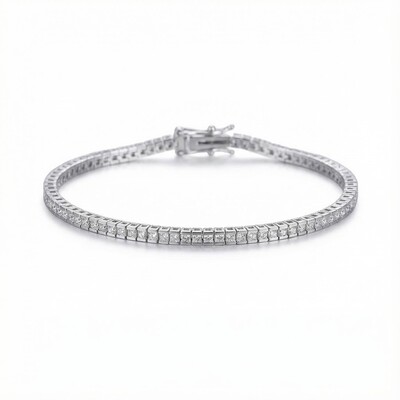 2.5mm Princess Cut VVS Moissanite S925 Silver Tennis Bracelet 2.5mm Princess Cut VVS Moissanite S925 Silver Tennis Bracelet